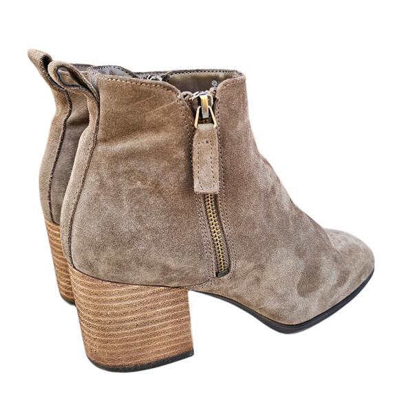 Tan Suede Bootie Blondo Siena Bootie Size 8.5 Leather Heeled Side Zip Ankle Boot - Picture 6 of 13